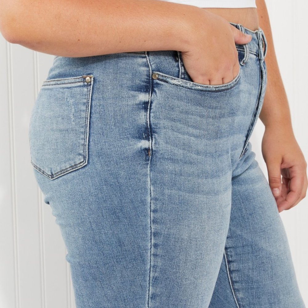 Judy Blue Mia Full Size Raw Hem Slim Bootcut Jeans - Picture 10 of 11